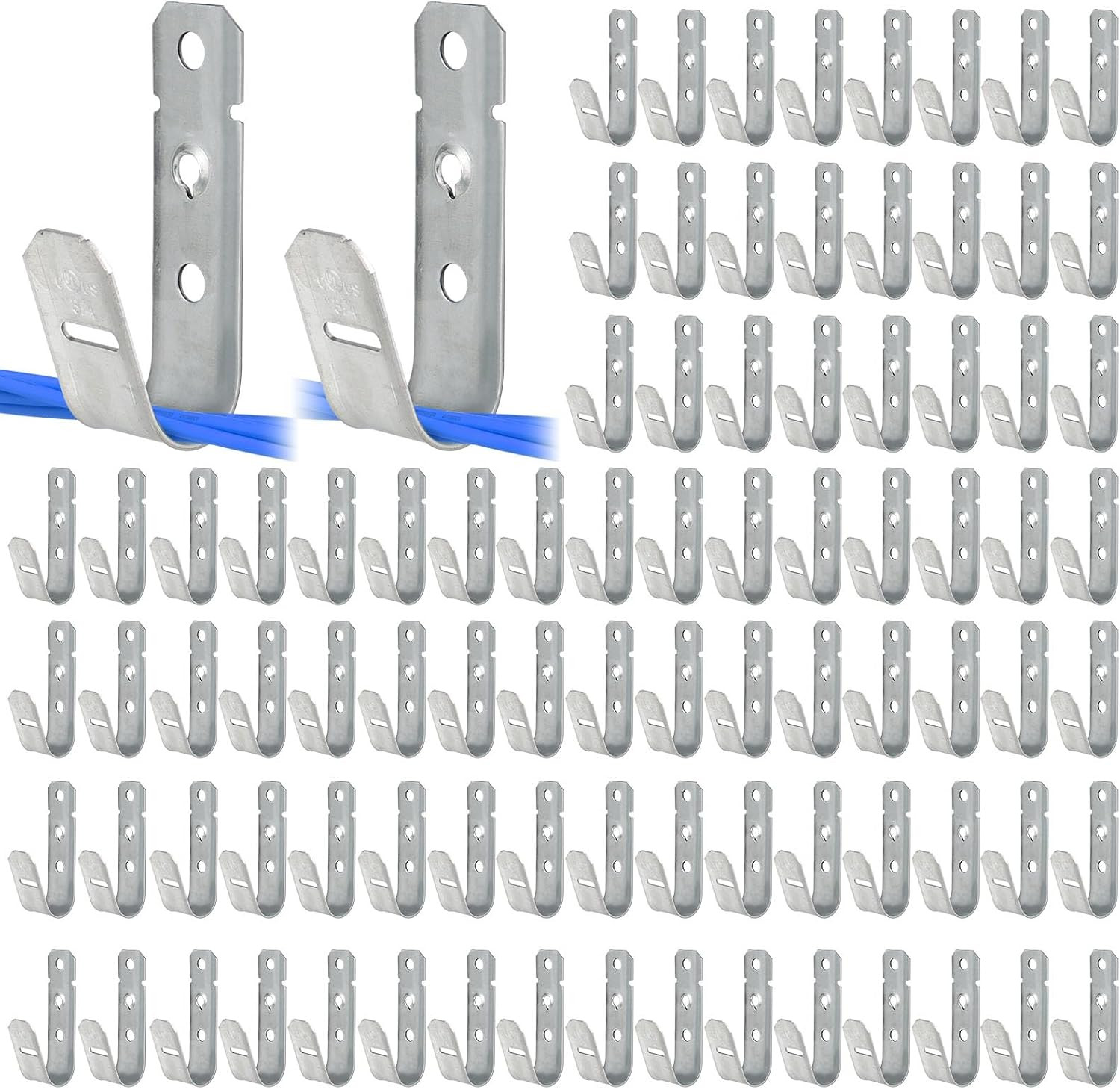 200 Pcs Cable Support J-Hook, 3/4 Inch Cable Hooks for Hanging