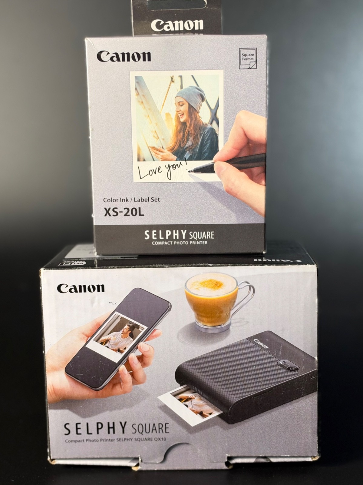Canon Selphy Square QX10 Digital Photo Printer-Open Box + Unopened Black XS-20L