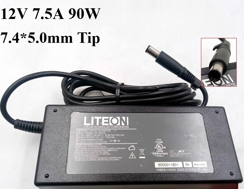 Genuine LITEON 12V 7.5A 90W Charger Power Supply 7.4*5.0mm Adapter PA-1900-33