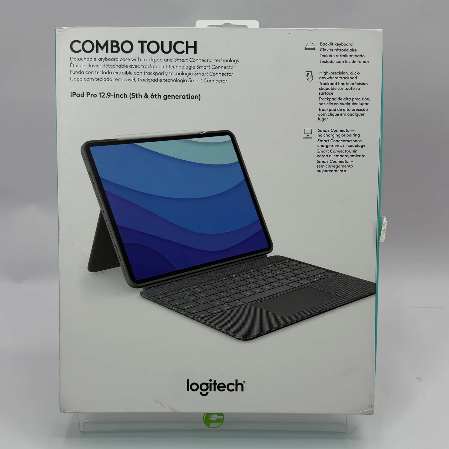 New Logitech Combo Touch 920-010097 Gray For iPad Pro 12.9-inch (5th & 6th Gen)