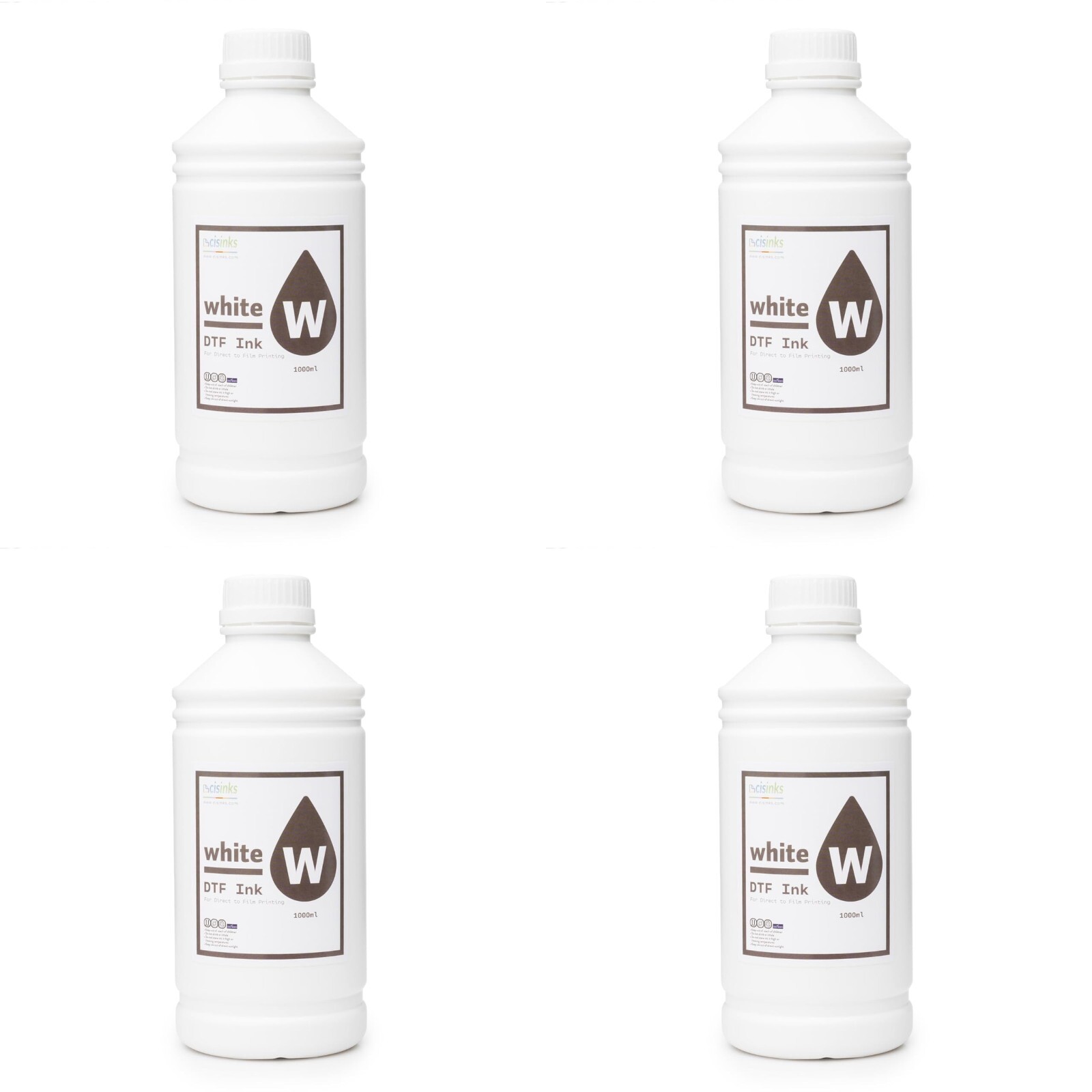 Cisinks Premium DTF Ink Bottle Refill Set 4000ML-Compatible w/ DTF Film - White