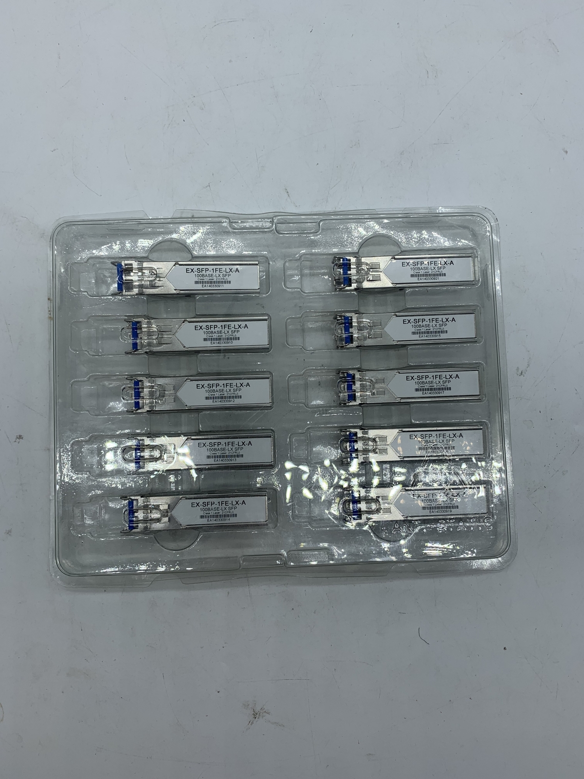 LOT OF 10 Juniper EX-SFP-1FE-LX-A Transceiver Modules w/ 