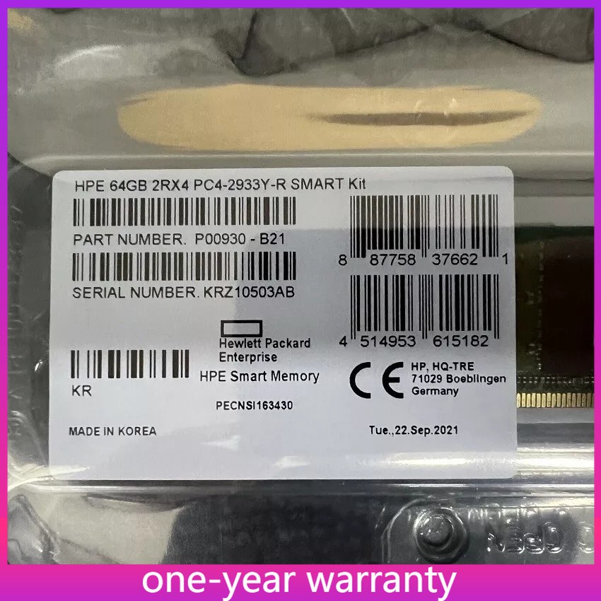 NEW HPE P00930-B21 P03053-0A1 64GB 2Rx4 DDR4 PC4-2933Y GEN10 RDIMM Server Memory