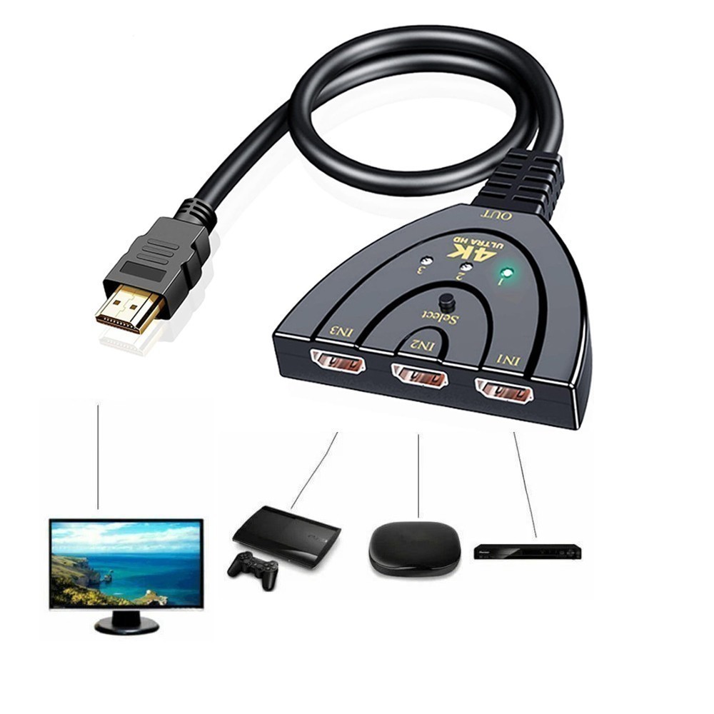 3 Port HDMI Splitter Cable 1080P Switch Switcher HUB Adapter for HDTV PS4 Xbox