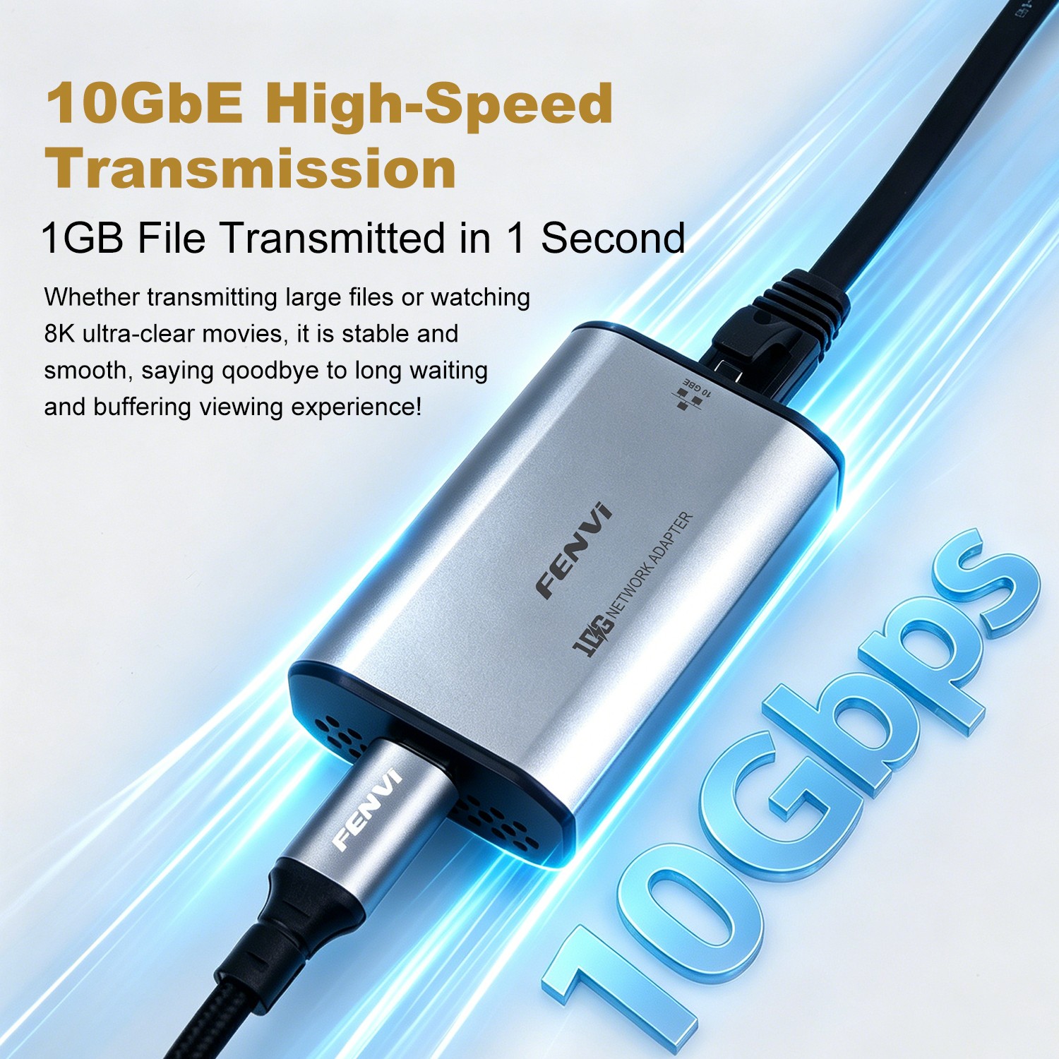 10Gbps USB 3.2 RTL8159 Portable Network Card USB‑C to RJ45 Desktop Laptop Dongle