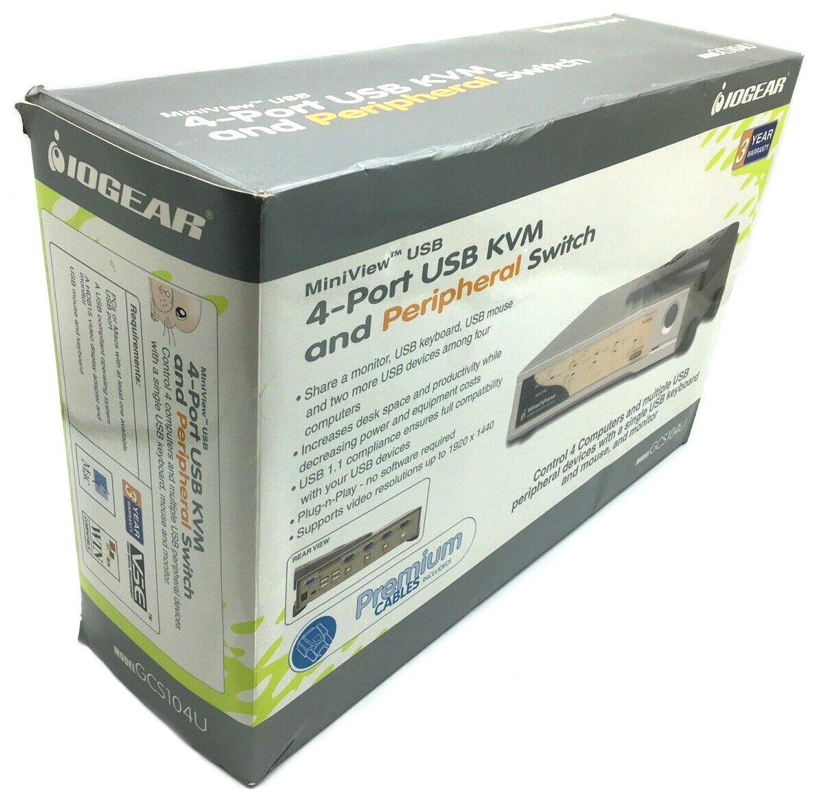 (NEW OPEN BOX) Logear MiniView USB 4-Port KVM and Peripheral Switch GCS104U