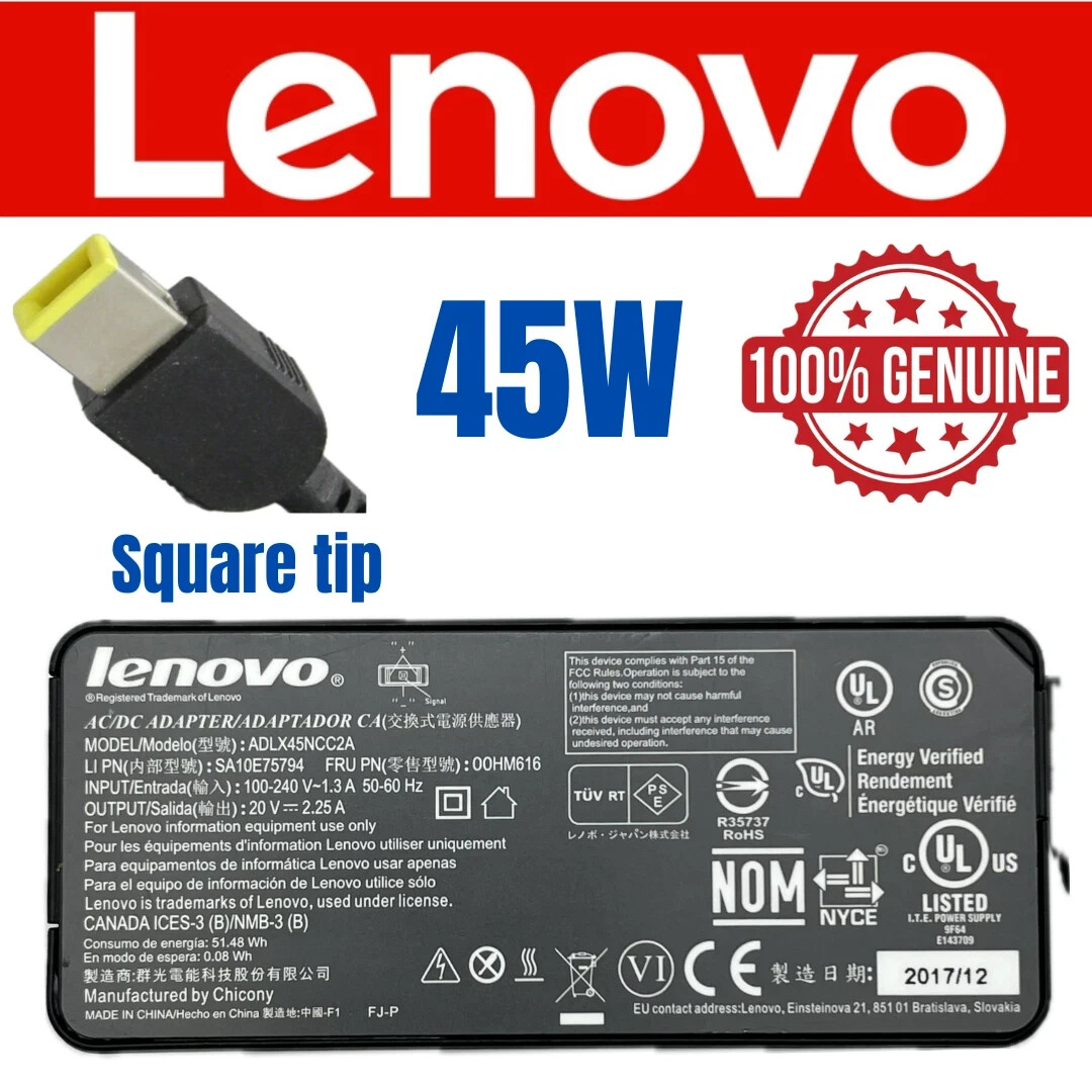 Original Lenovo ADLX45DLC2A 45W ThinkPad Laptop Charger Square Tip 20V 2.25A