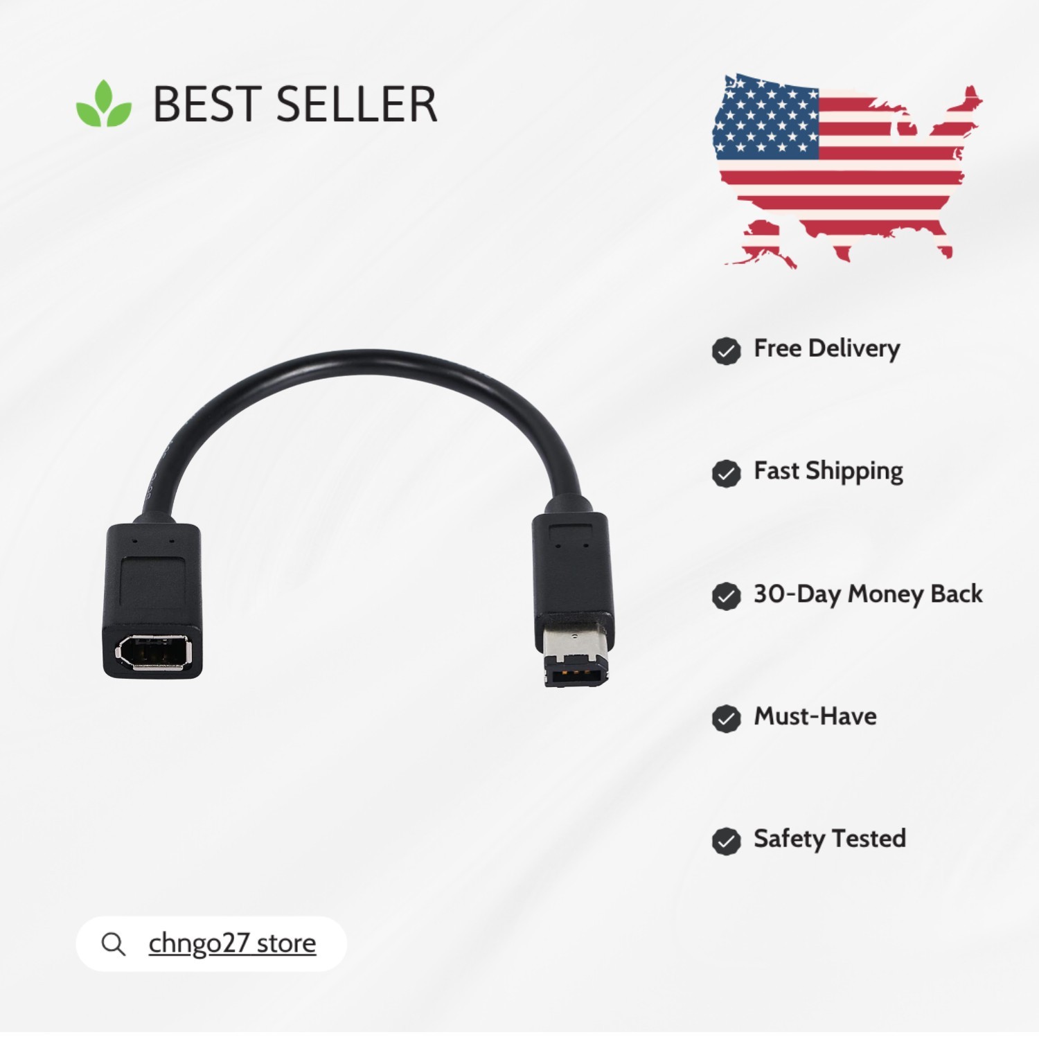 Compact IEEE 1394 Type A 400 FireWire Data Transfer Adapter - 20cm Male/Female