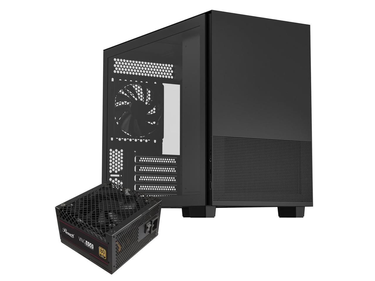 Rosewill Micro ATX Mini Tower PC Case with Pre-Installed 80+ Gold 650W ATX 3.1 P