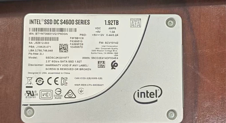 Intel DC S4600 1.92TB 2.5" 6.0G/S SATA III SSD DC MLC SSDSC2KG019T7 Server SSD--