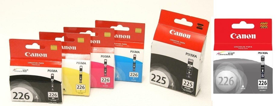 Set of 6 Genuine Factory Sealed Canon PG-225 Blk & CL-226 Color Inkjets 225 226