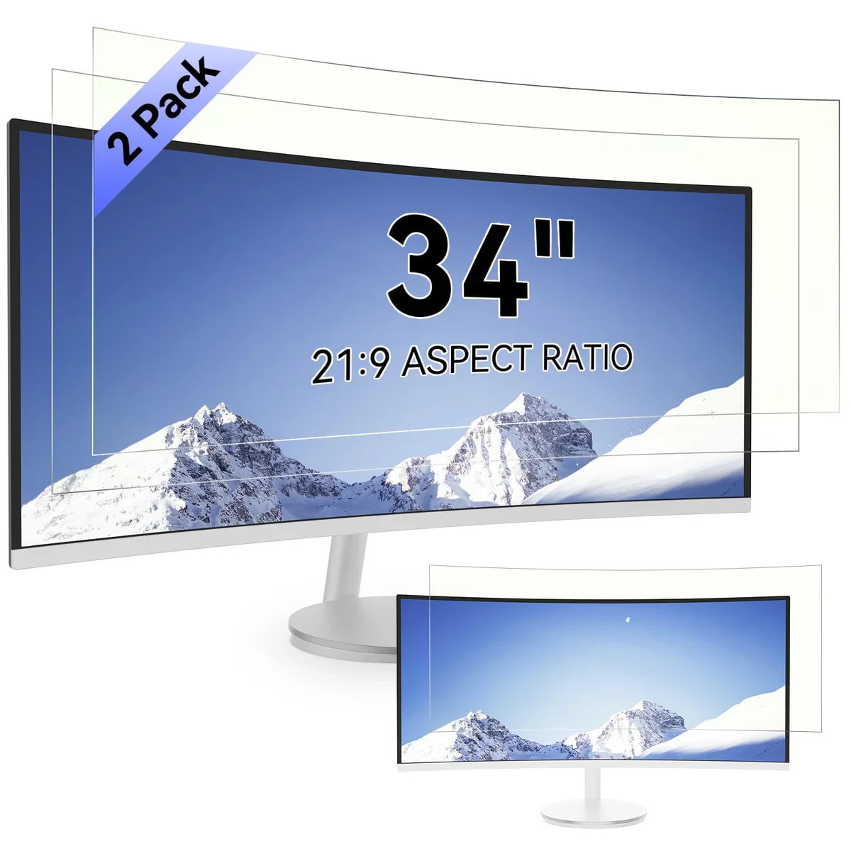 Mamol 2-Pack 34 Inch Blue Light Screen Protector 21:9 Curved Anti Glare Film.