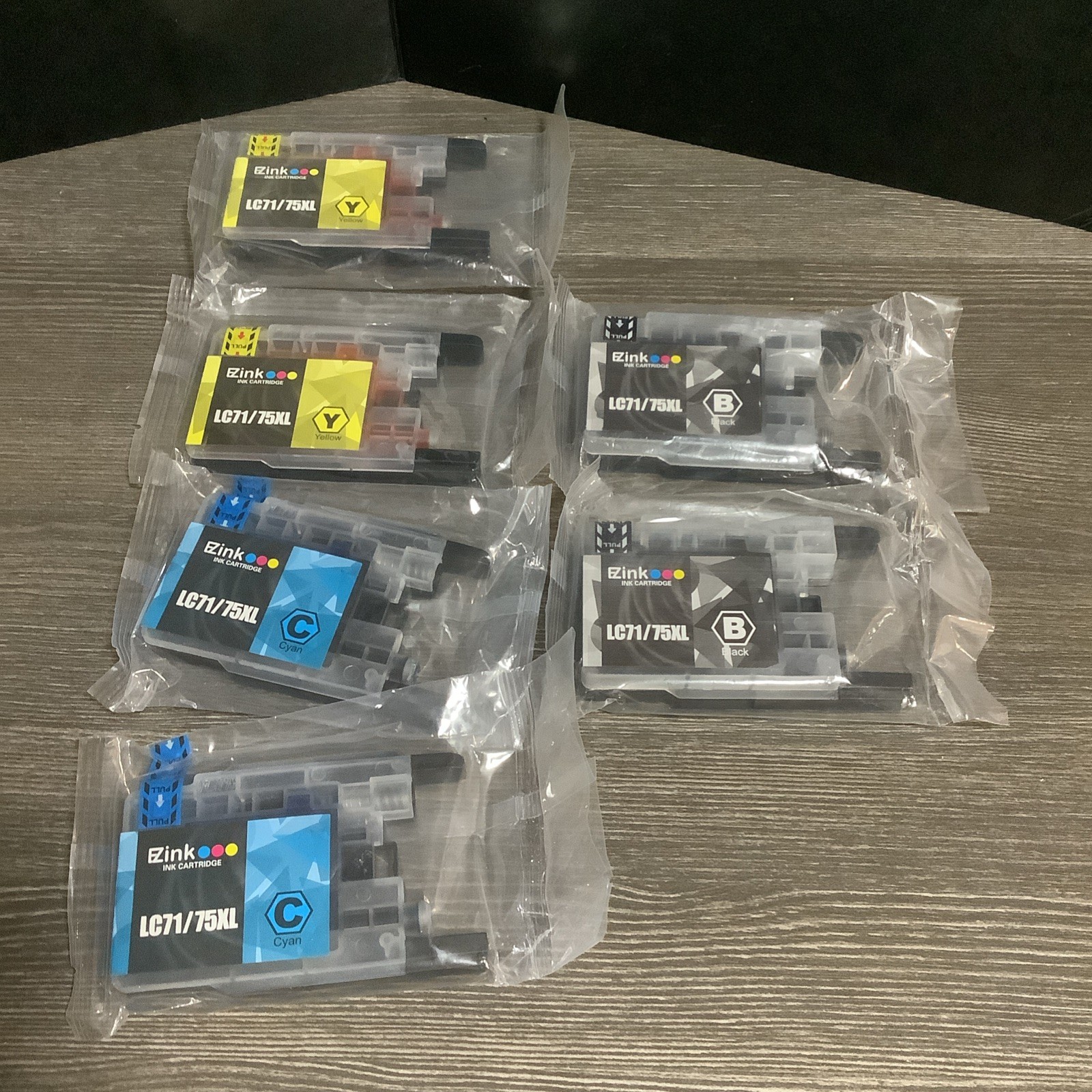 EZ Ink Cartridges Lot LC71/75XL 2 Black  2 Yellow 2 Cyan 6pc Bundle Unopened