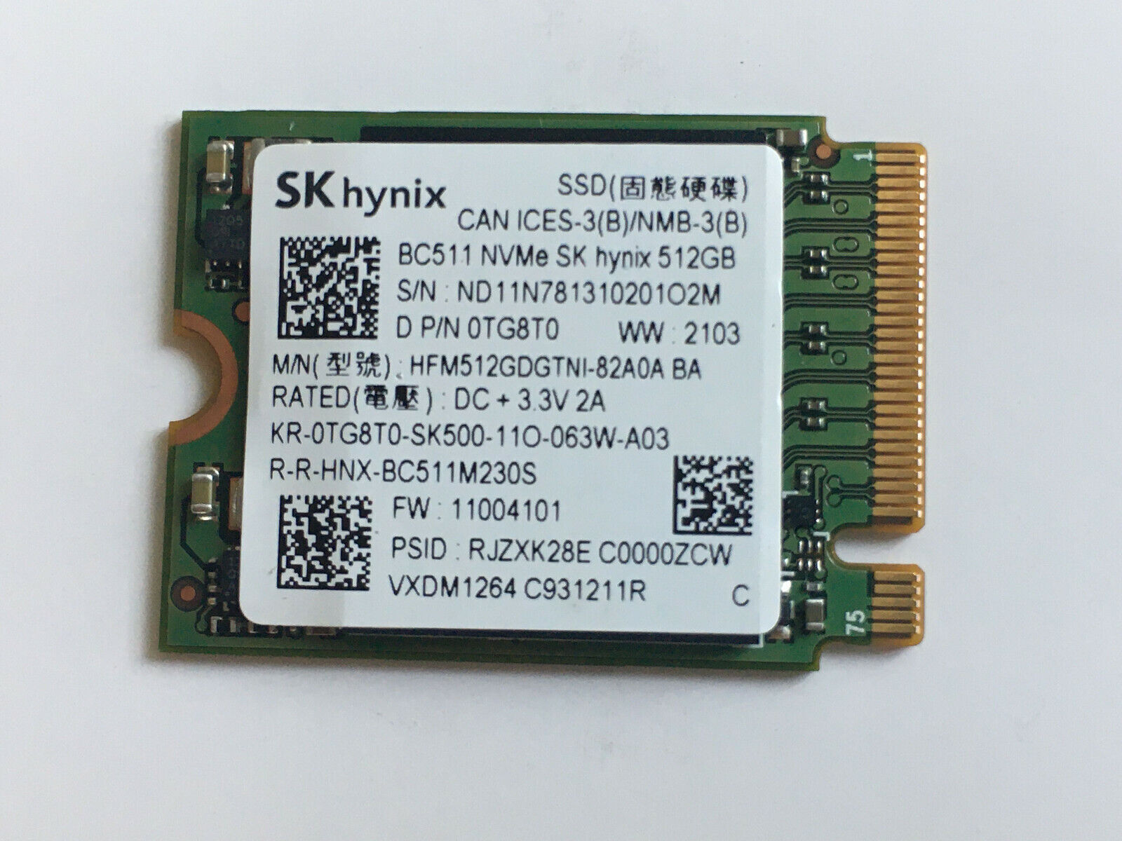 M2 2230 SK Hynix BC511 BC711 512GB SSD NVMe PCIe M.2 2230 Solid State Drive