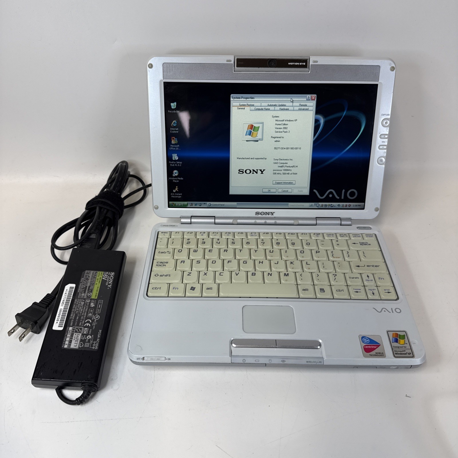Sony VAIO PCG-TR3A 10.5" Pentium M 1GHz 512 Ram 40GB Windows XP Rare Collector