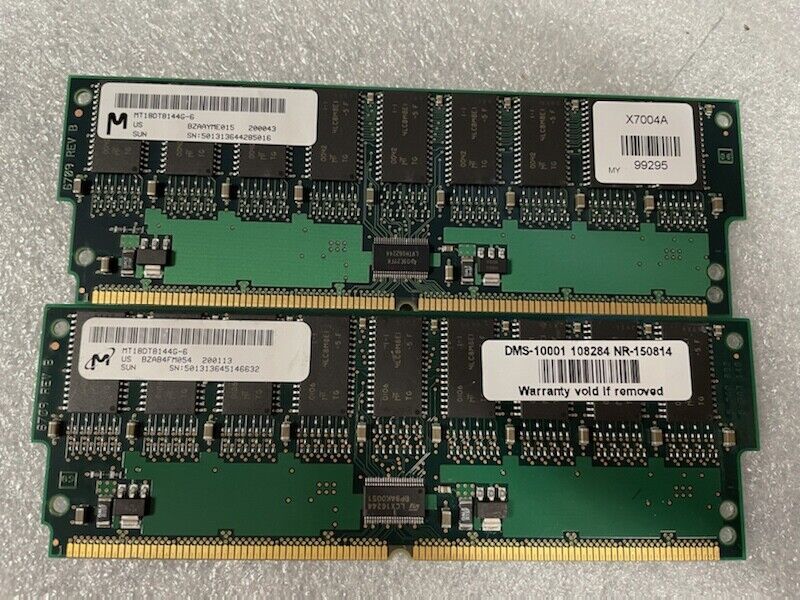 MT18DT8144G-6 Micron 128MB SDRAM ECC PC-100 100Mhz Memory  lot of 2