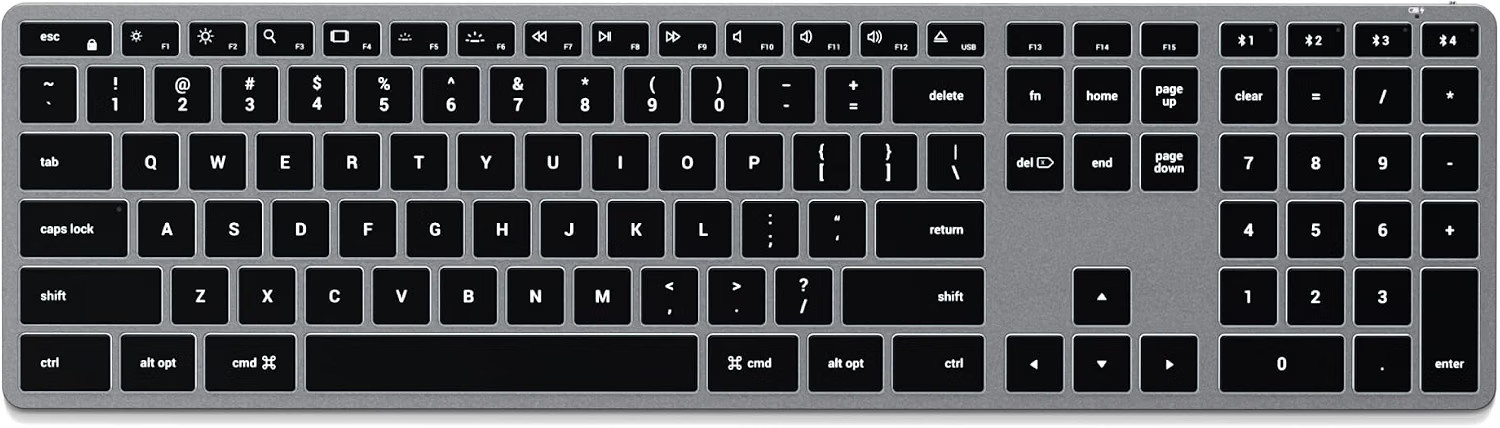 Satechi Slim X3 Bluetooth Backlit Keyboard Numeric Keypad Space Gray