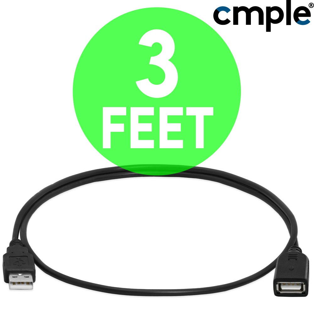 2 Pack USB Extension Cable Lead A Male Plug to Female Socket Cord Extender LOT