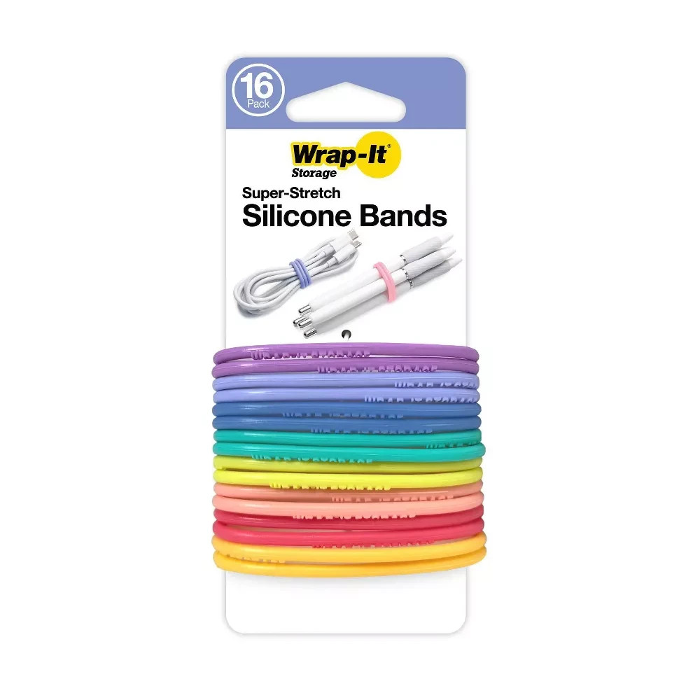 Wrap-It Storage - Super-Stretch Bands 16pk Bright Pastel