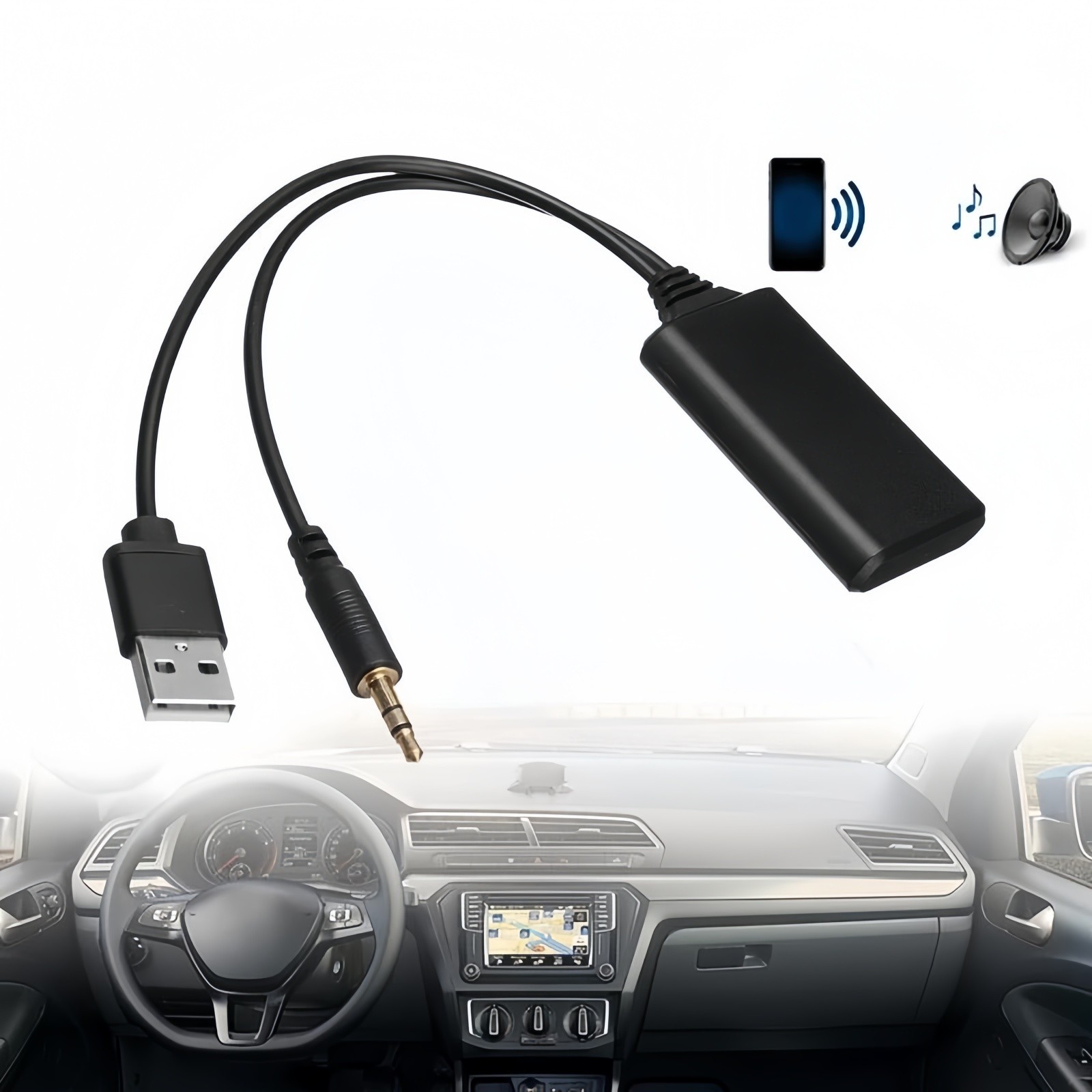 Bluetooth 5.0 Car AUX Adapter USB Receiver Wireless Audio Stereo Music