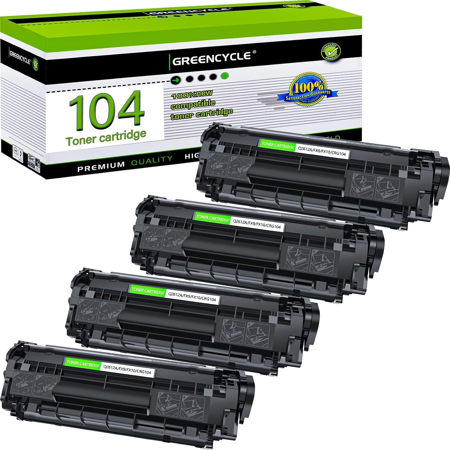 4PK Toner Replacement For Canon 104 FX9 FX10 ImageClass MF4350D MF4150 D420 D480