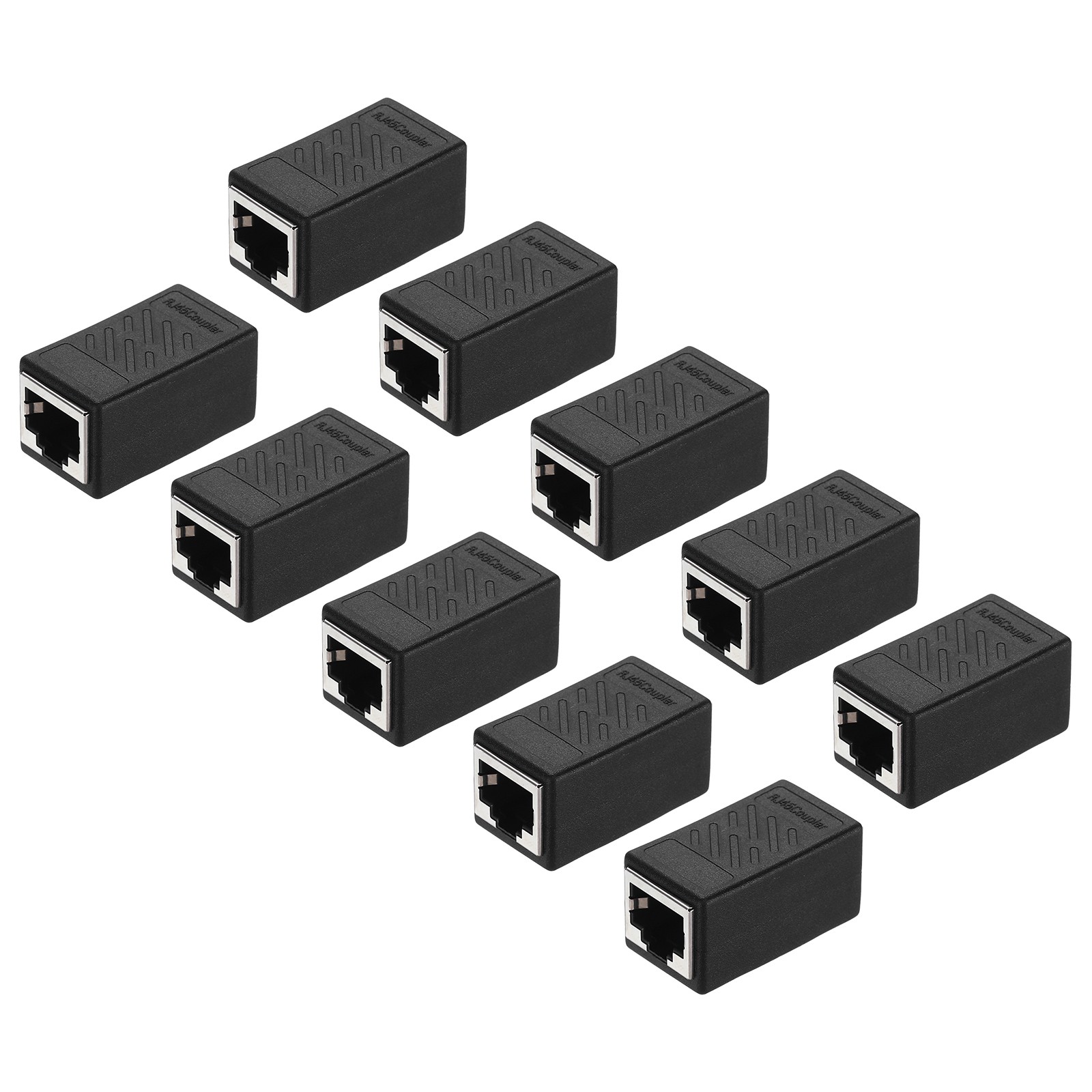 10PCS RJ45 Ethernet Coupler Female to Female in Line Cat7 Cat6 Cat5e Cat5, Black