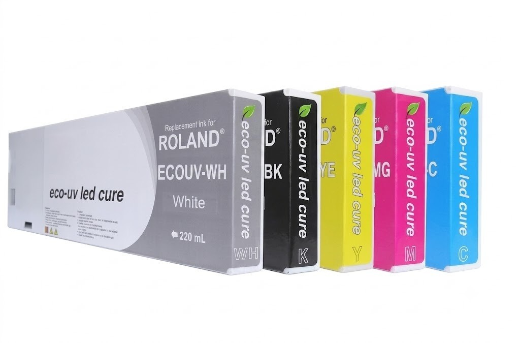 6 x COMPATIBLE ROLAND Eco-UV VersaUV LEC - LEF - LEJ 220 ML INK CARTRIDGES