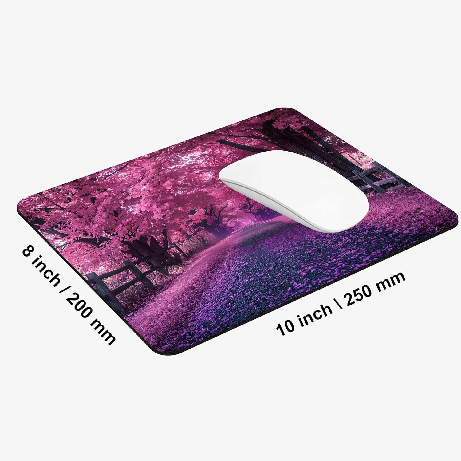 Purple Pink Mouse Pad Cute Tree Leaves Non-Slip