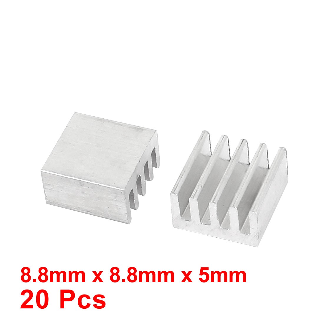 20pcs Silver Tone Aluminum Cooler Radiator Heat Sink Heatsink 8.8mmx 8.8mm x 5mm