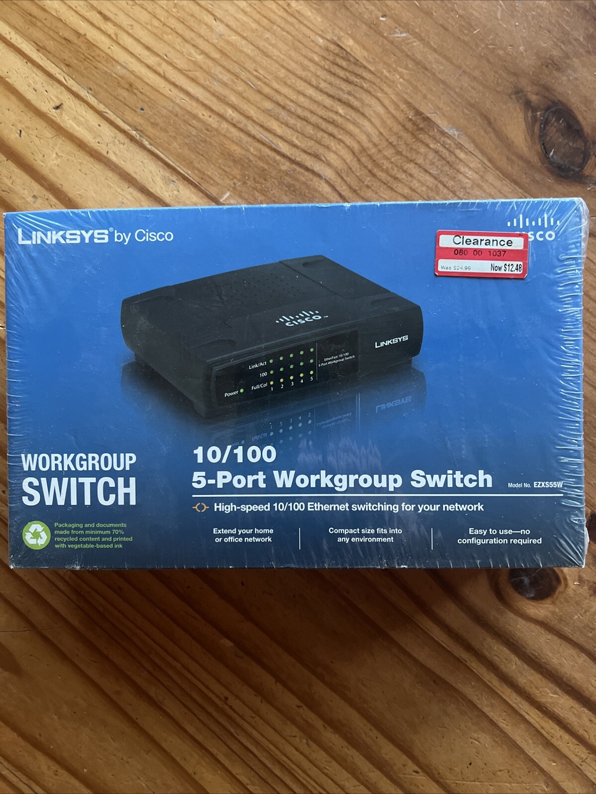 NEW Linksys 10/100 5 Port Workgroup Switch Model EZXS55W High-speed Ethernet