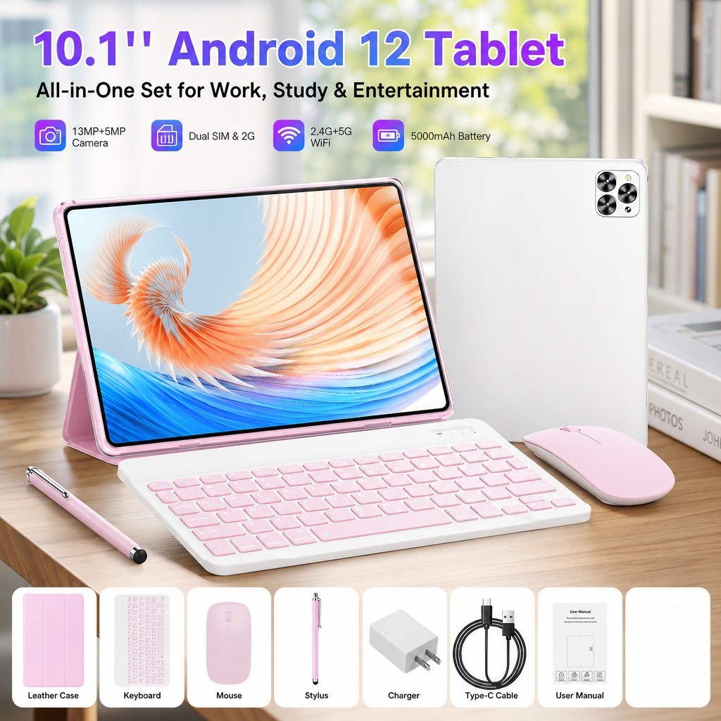 10.1" Kids Tablet Android Educational Pad WIFI Dual Camera w/ Keyboard Mouse Set