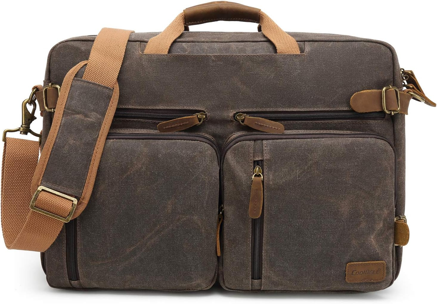 Laptop Messenger Bag Vintage Shoulder Bag Convertible Backpack Retro Briefcase V