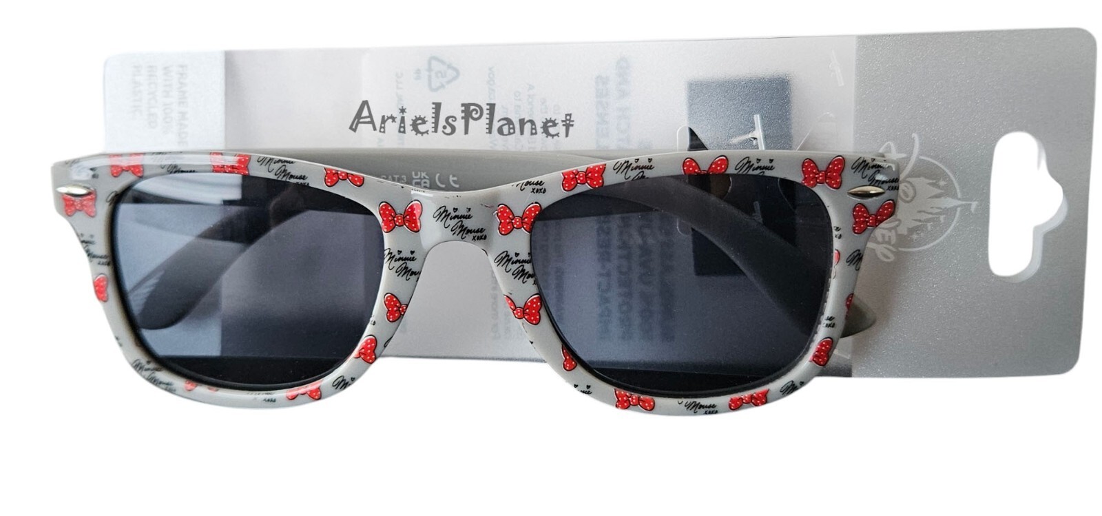 Disney Parks Minnie Mouse Signature & Bows Allover 100% UVA UVB Sunglasses
