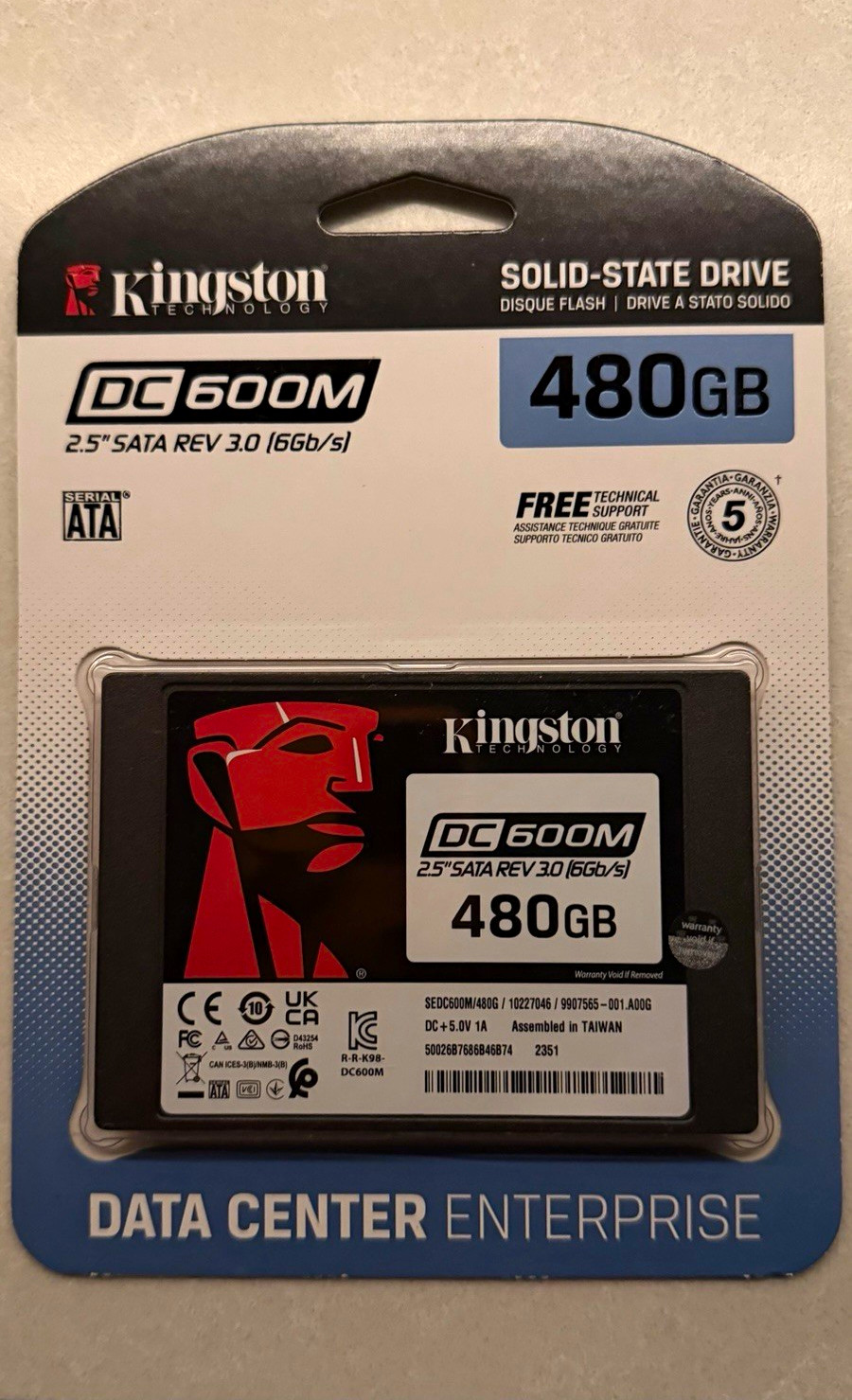 Kingston DC600M 480GB 2.5in SATA III Internal SSD 6Gbps Data Center Enterprise