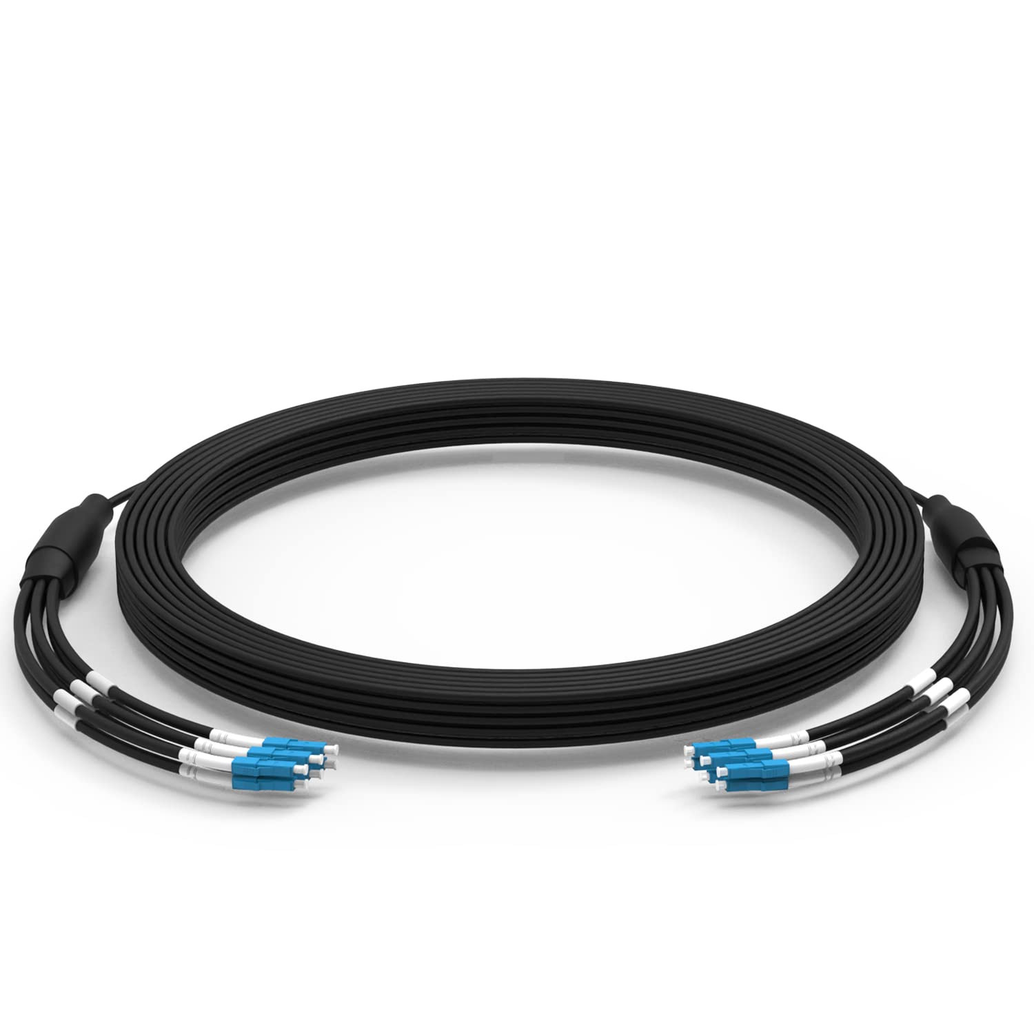 50Meters 165Ft LC to LC Outdoor Armored 6 Core Fiber Patch Cable, 9/125 SM Fiber