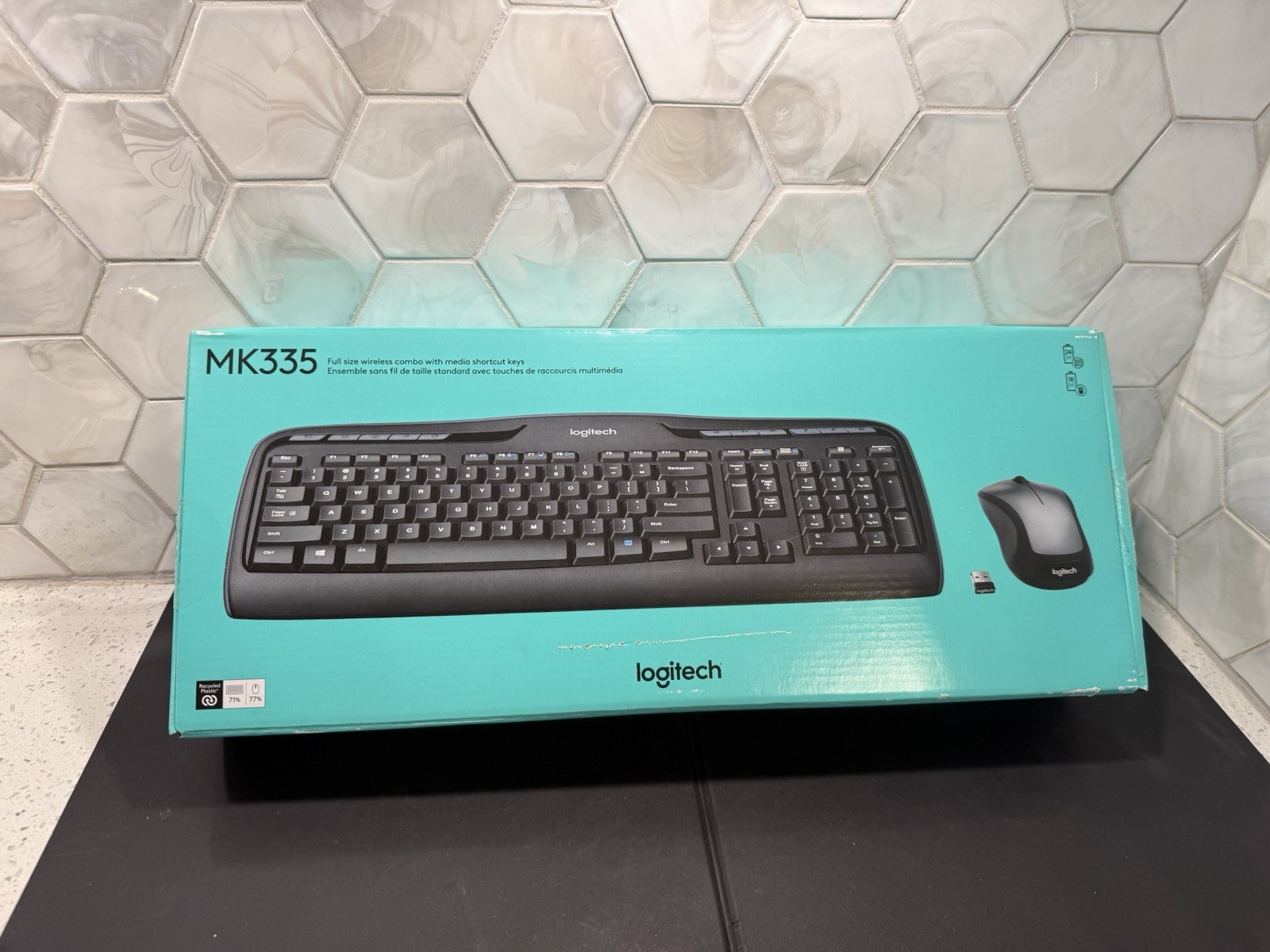 Logitech MK335 Wireless Keyboard & Mouse Combo Black USB Receiver QWERTY EN New