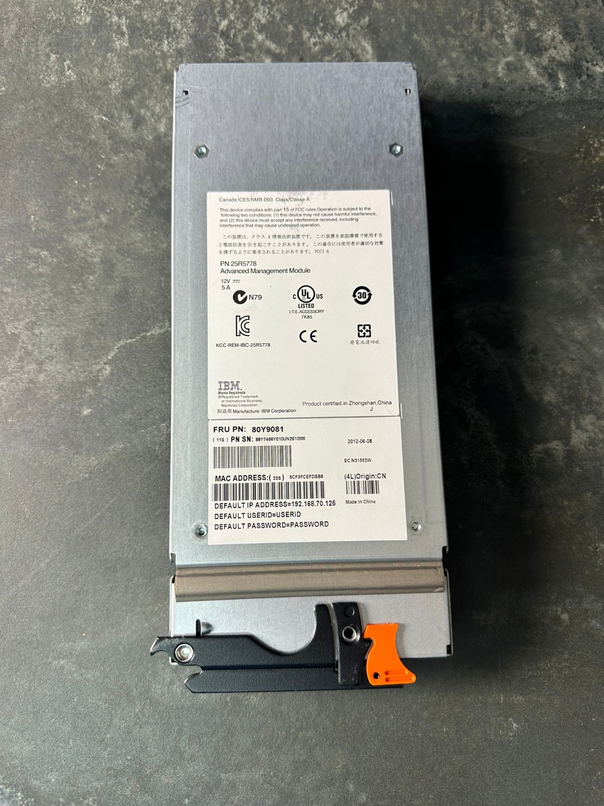 80Y9081 25R5778 - IBM Lenovo BladeCenter Advanced Management Module