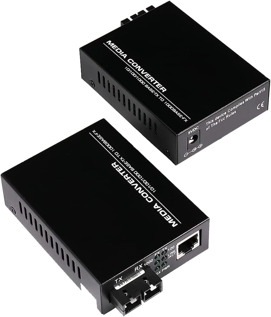 A Pair 2 Pack Multi-Mode Dual SC Fiber Gigabit Fast Ethernet Media Converter, Mi