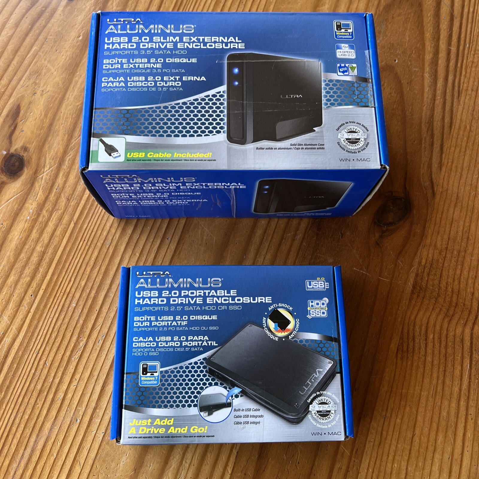 Set of 2, Ultra Aluminus USB 2.0 portable hard drive enclosure