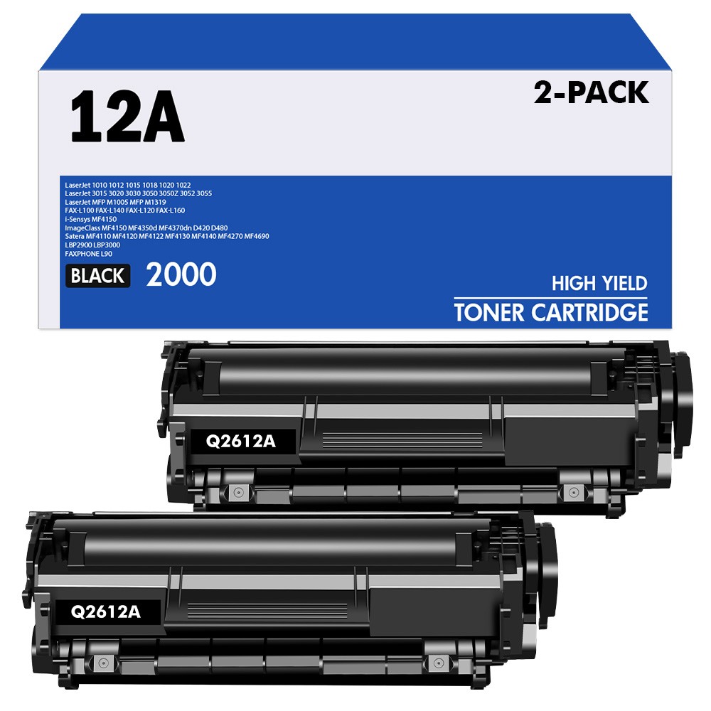 2PK 12A Toner Cartridge Fits for HP Q2612A Black LaserJet 1020 1022 1012 3050