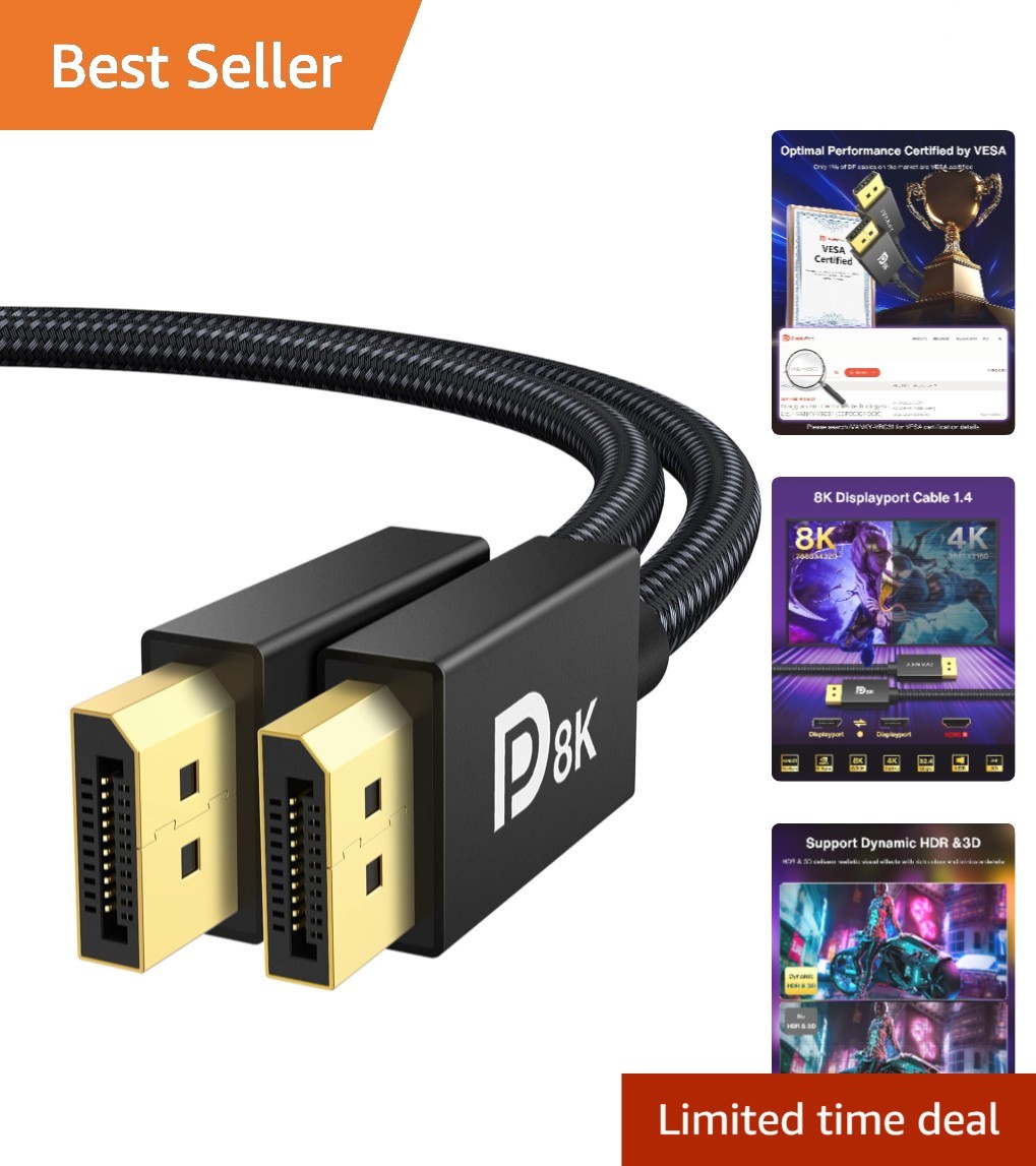 8K DisplayPort Cable 1.4, 6.6ft DP Cable Supports HDR-Display Port Cable,8K@6...