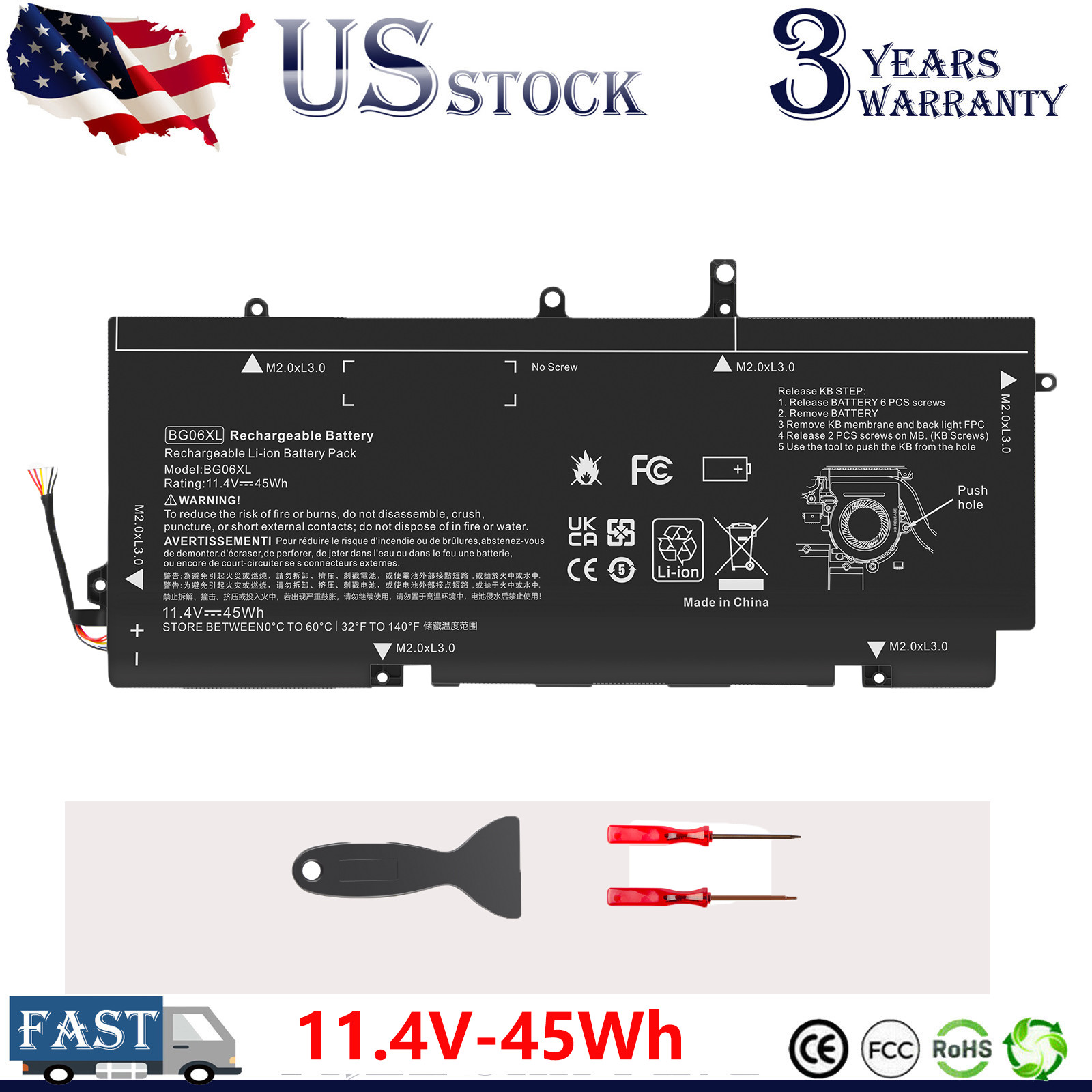 BG06XL BG06045XL Battery for HP EliteBook Folio 1040 G3 Series 804175-181 45Wh