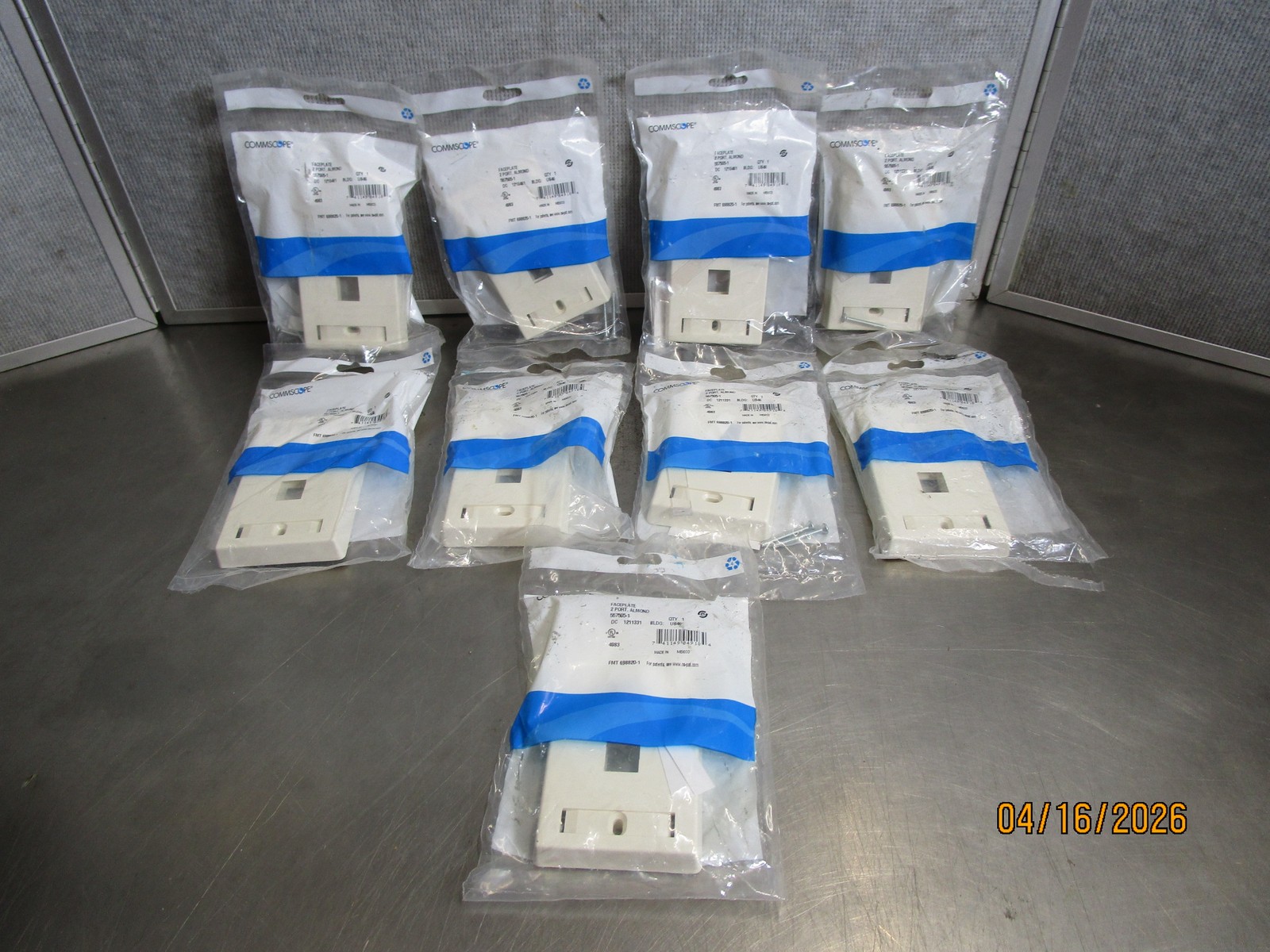 9 CommScope 2 Port Almond Wall Plates Model 557505-1