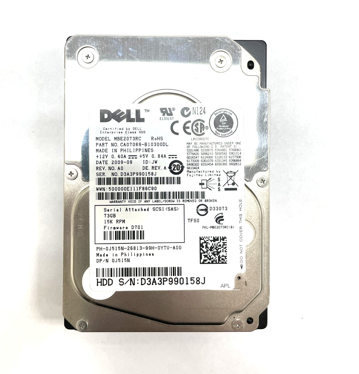 Dell MBE2073RC 73GB 15K RPM SAS 2.5" Hard Drive HDD CA07069-B10300DL