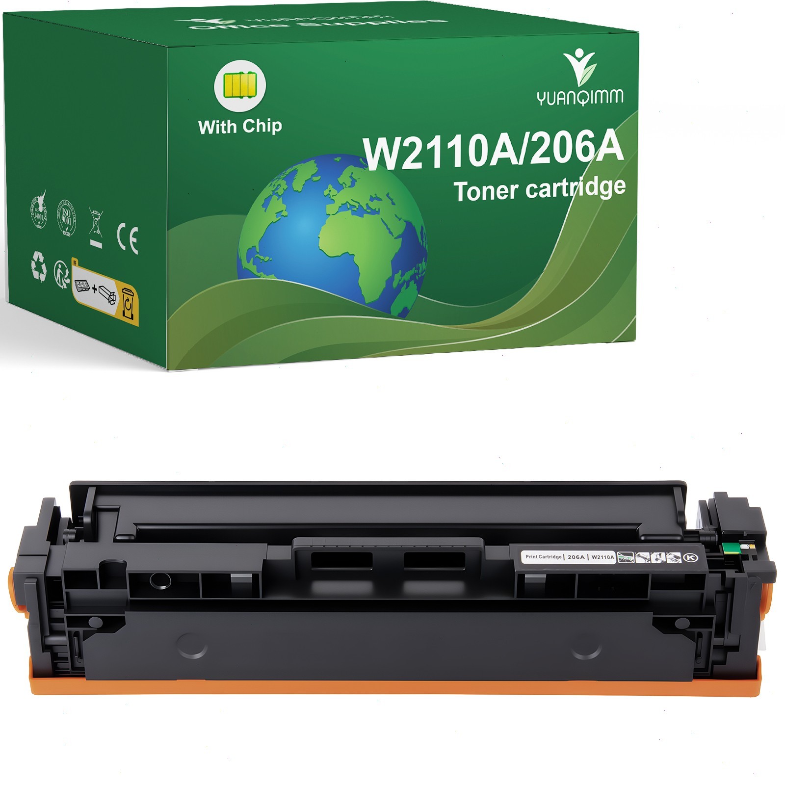 1PK For HP 206A W2110A Black Toner Laserjet Pro M255dw MFP M283fdw  With Chip