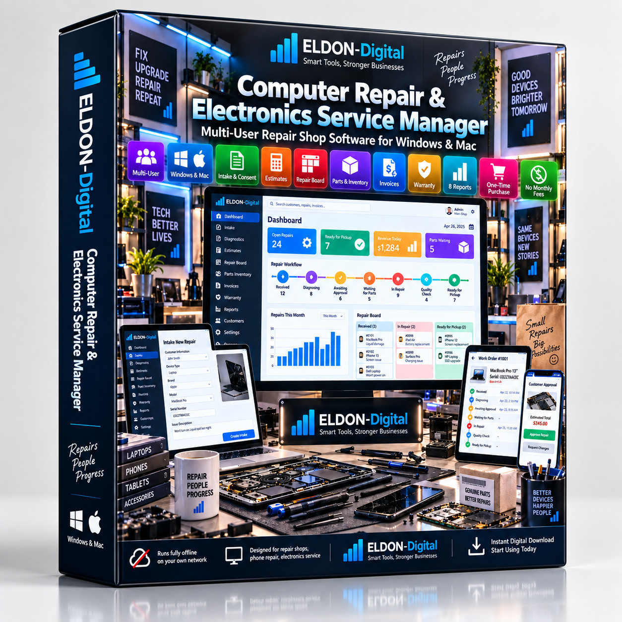 Computer Repair Shop Software Multi-User Service Manager for Windows Mac Digital