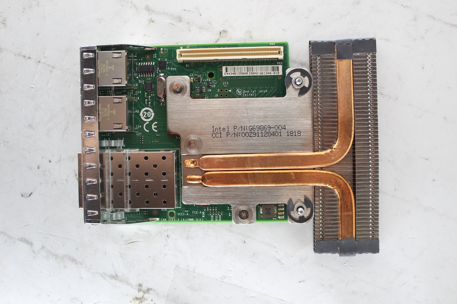 Dell Intel X520 Quad Port 2x 10GB SFP 2x 1GB RJ-45 Daughter Card DP/N: C63DV