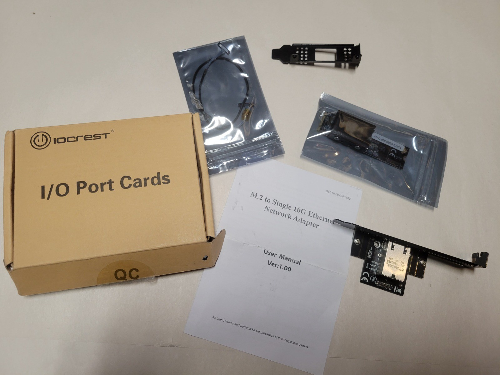 IO Crest 10 Gigabit M.2 M Key Ethernet Network Expansion Card