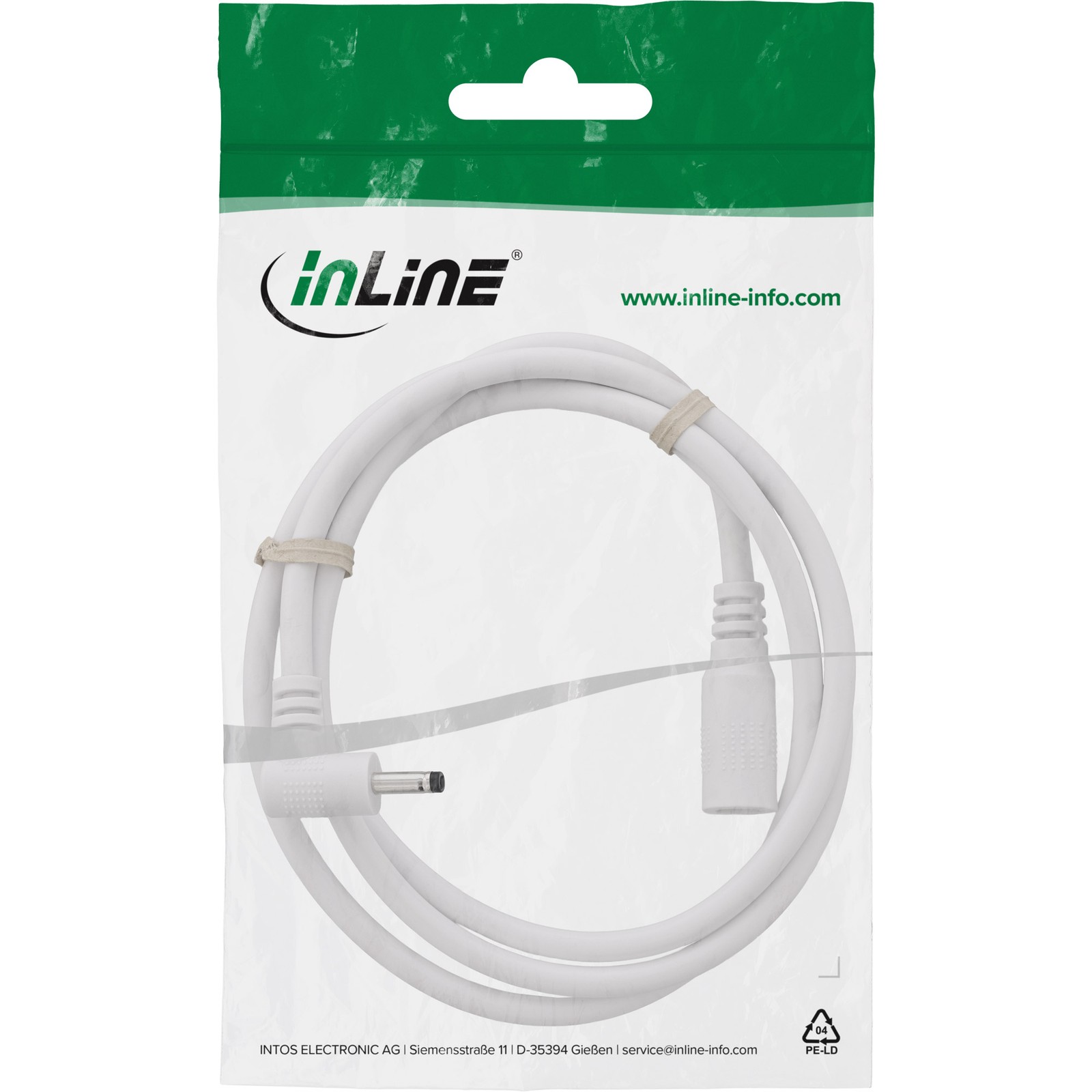 26903Q InLine DC Extension Cable Angle Plug 3 5 x 1 35mm White 3m ~D~