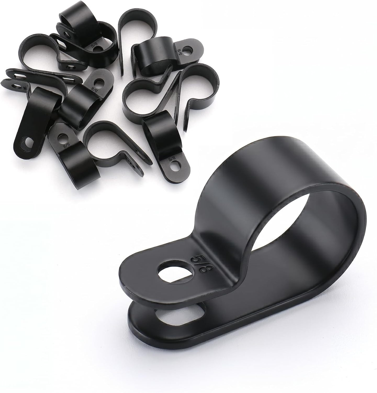 BAOMAIN 5/8-Inch R-Type Cable Clamps, 50-Pack Black Nylon Wire Management Clips,